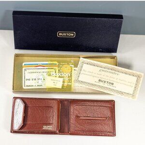 New Old Stock LORD BUXTON brown leather bifold wallet, Analine Calf leather